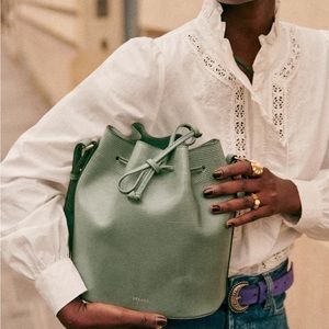 Sézane NWOT Farrow Bag in Light Green Tejus